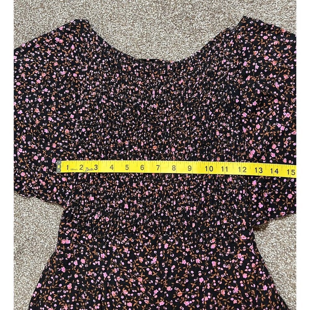 Free People Women's Florence Tie Floral Mini Dress Size Small Boat Neck - Picture 9 of 14